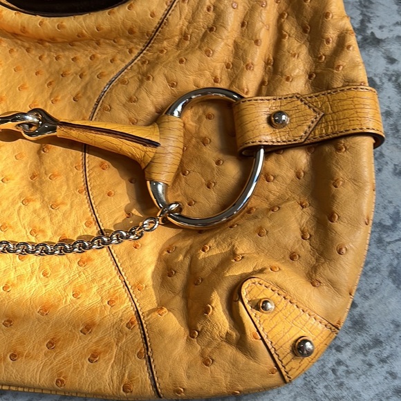 Gucci exotic Ostrich Horse-bit  hobo NEW - Picture 10 of 17
